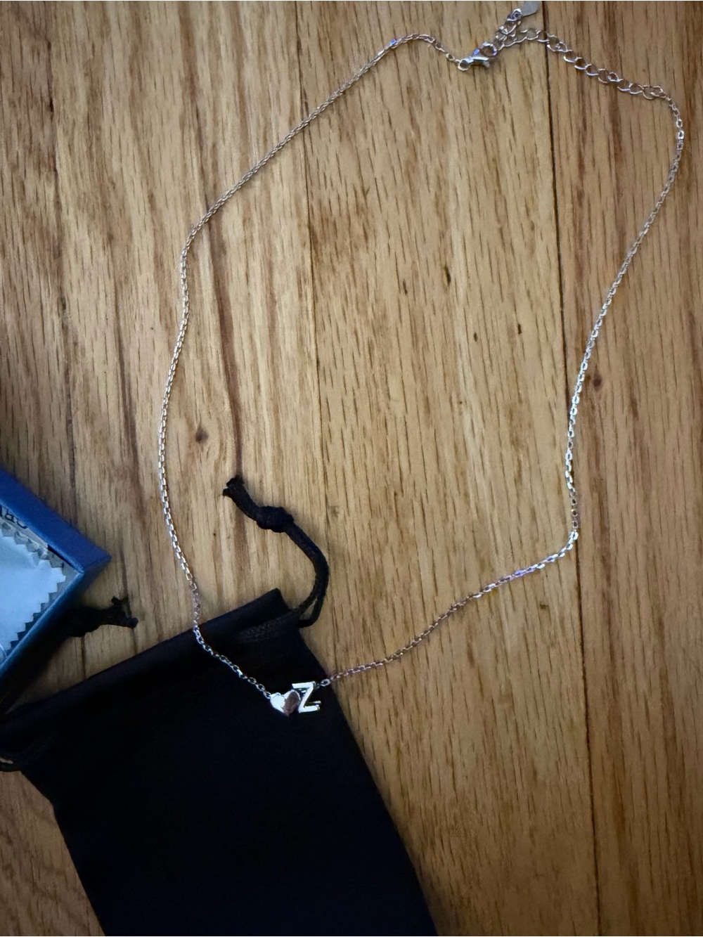 Sterling Silver Heart and Z initial Necklace - Silver